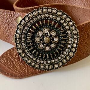 Fossil Genuine Leather Brown Western Belt